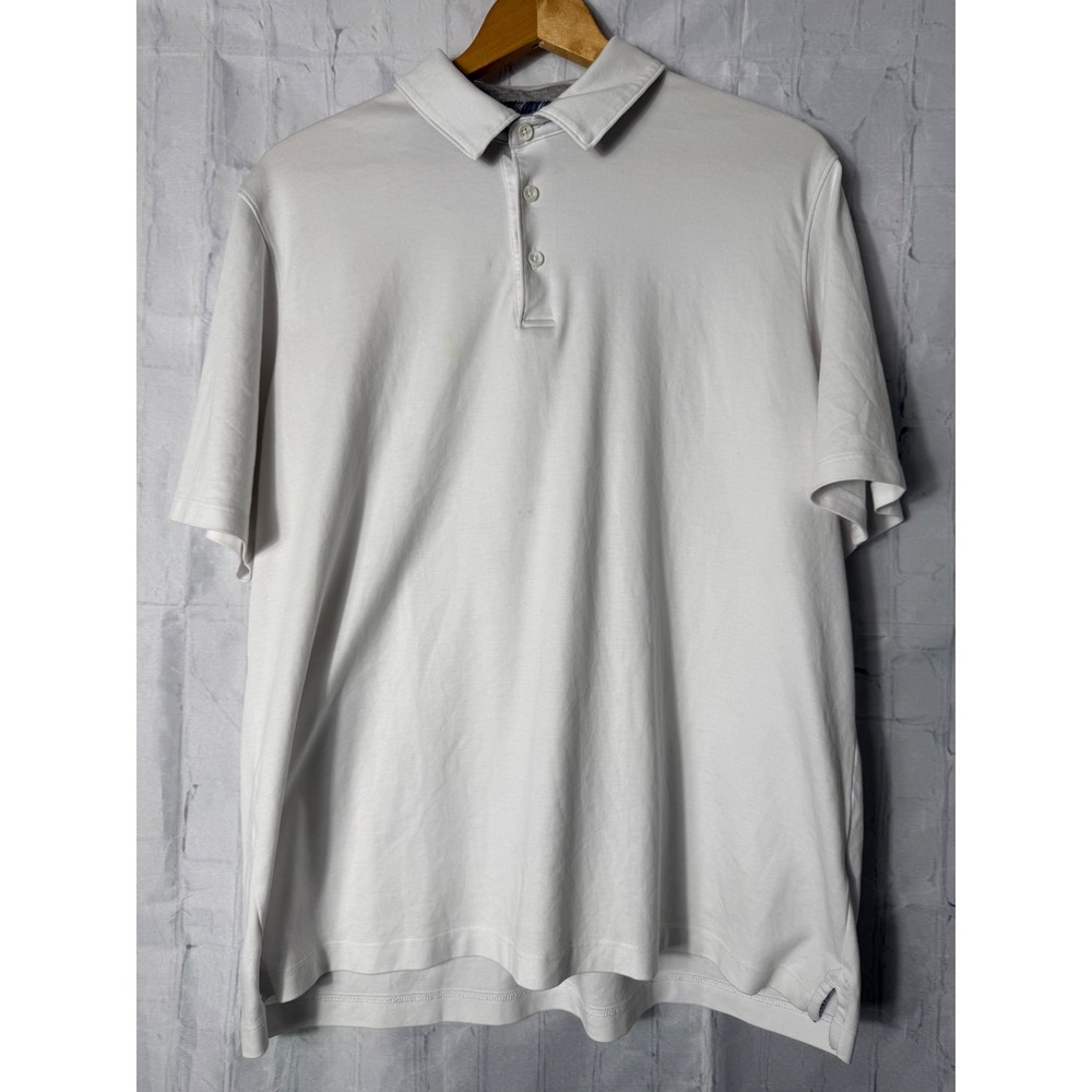 Johnston & Murphy Polo Shirt Sz XL White Pima Cotton Short Sleeve Golfcore